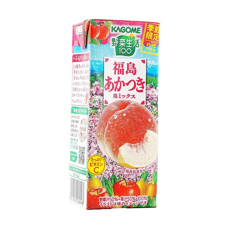 KAGOME Yasai Seikatsu 100 Fukushima Akatsuki Peach Mix 6.59 fl oz