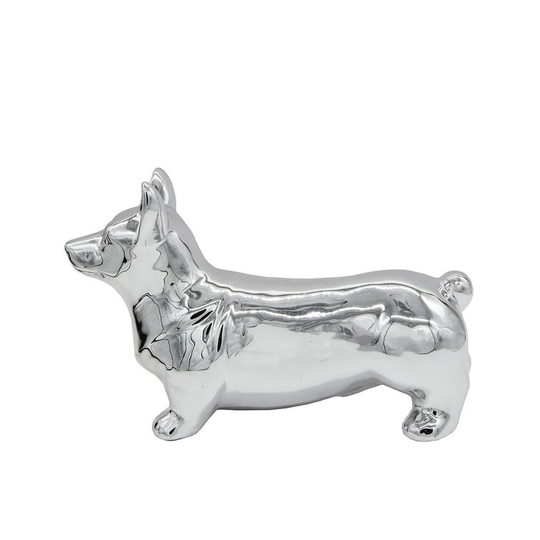  Petorama 站姿柯基陶瓷狗家居擺飾-銀色 3