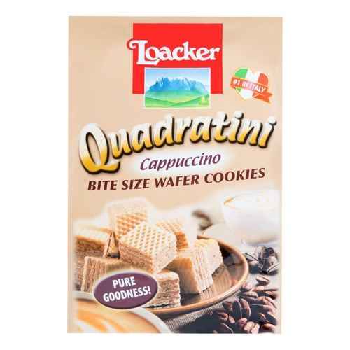 LOACKER Quadratini Bite Size Wafer Cookies Cappuccino Flavor 220g