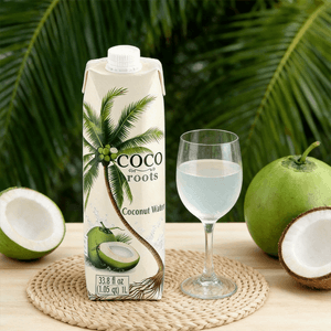 Coco Roots Pure Coconut Water, 33.8 fl oz 【No Additives, Rich in Electrolytes】