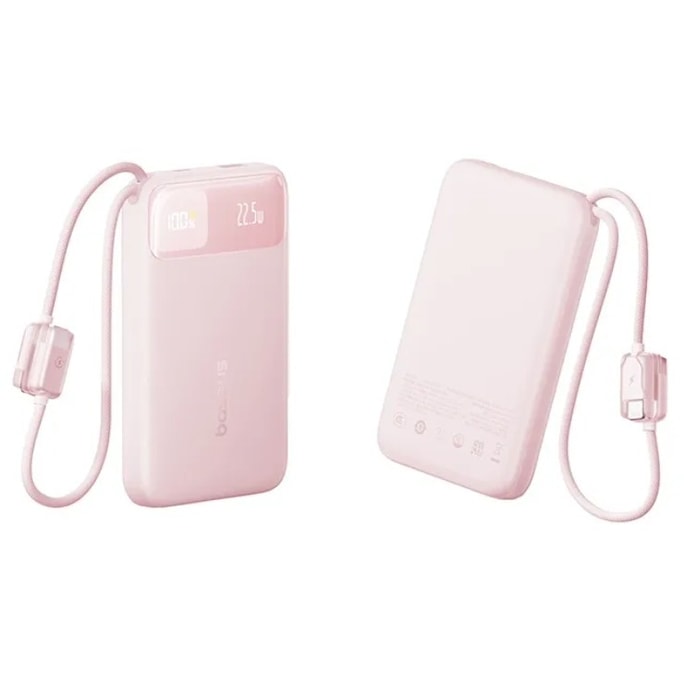 20W/22.5W Dual-Cable Power Bank, Pink, Flight Approved