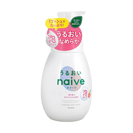 日本KRACIE肌美精 NAIVE植萃泡沫型沐浴乳 氨基酸植物沐浴露 温和清洁低刺激 锁水保湿白胖子 长痱子适用 600ml #桃子精华