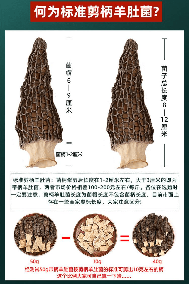 【中国直邮】 醉语阁 野生菌羊肚菌干货云南纯菇蘑干牛肚菌真头茬剪柄野生菌羊肚菌4-6cm净重60g1袋