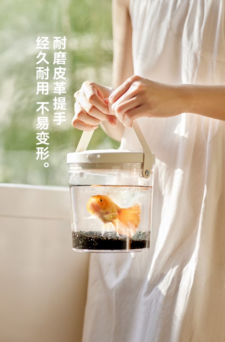 OLAYKS 鱼缸新款小型桌面办公便携式户外打氧无线注氧金鱼缸