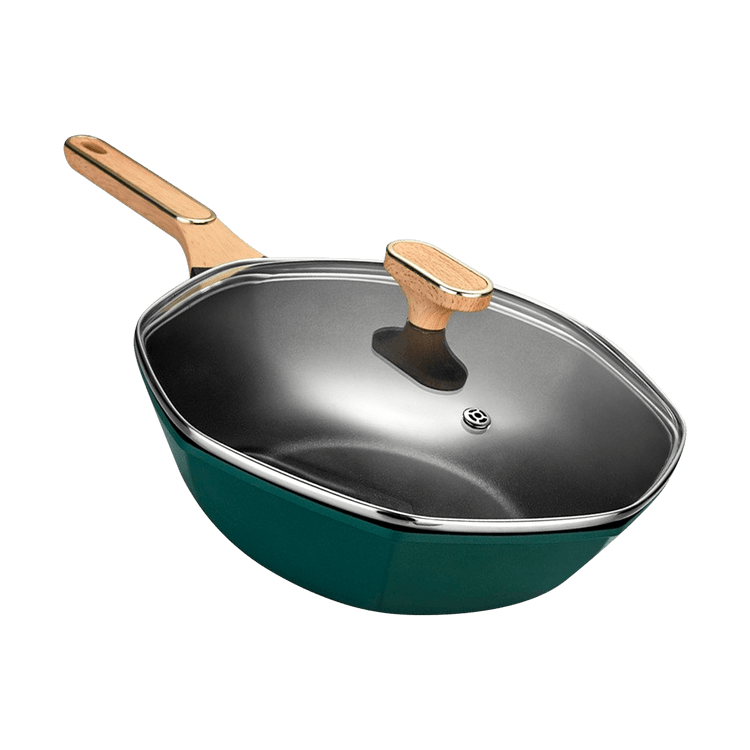 Yetele, Hot in Korea Eight Corners Non Stick Pan, Green/White, 32CM