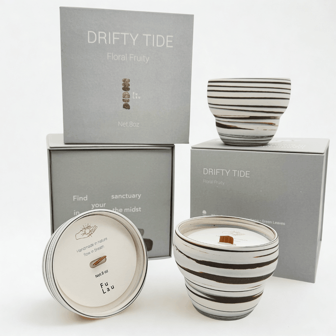  【Drifty Tide】Feng Shui Series Handcrafted Ceramic Long-lasting Household Scented Candle 8oz - Earth Element