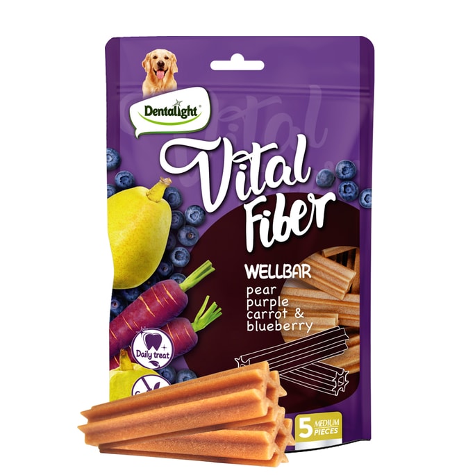 美国 Dentalight - Vital Fiber Wellbar 狗狗磨牙棒纤维素粉有助于抛光牙齿易消化5支装85 克