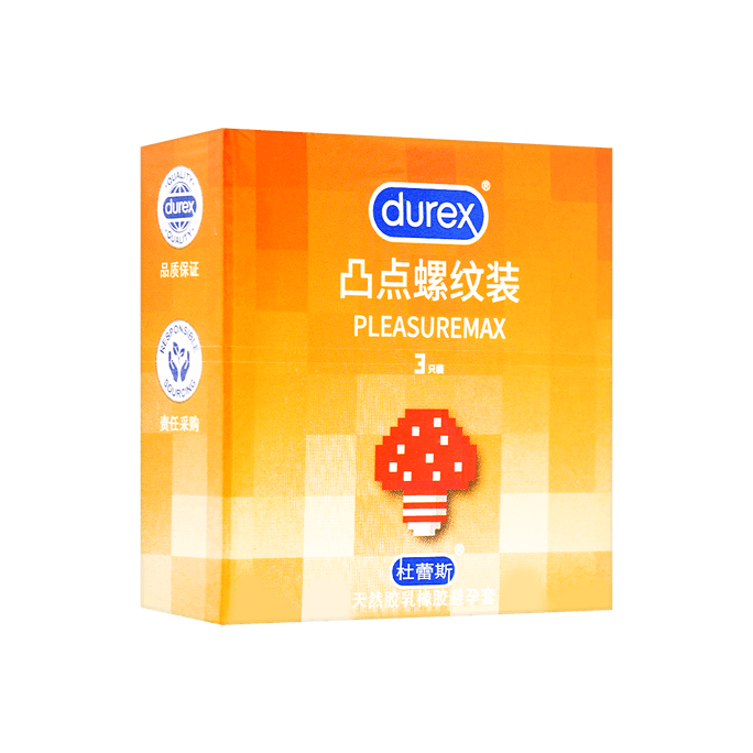 Natural Latex Rubber Condom, Pleasuremax, 3pcs