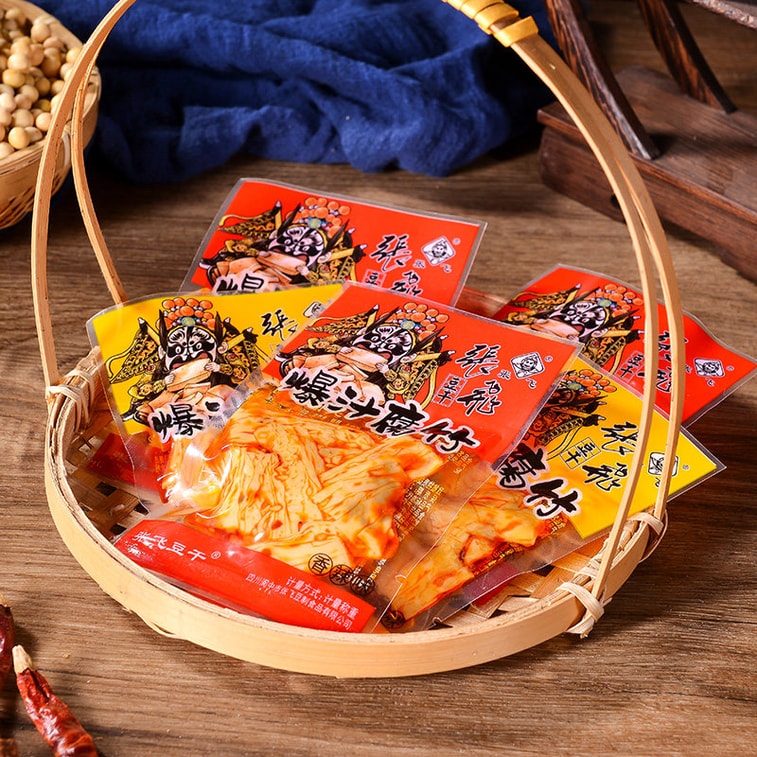 【中国直邮】 张飞 爆汁腐竹(香辣味) 200g*1袋 零食小包装即食豆皮麻辣 4