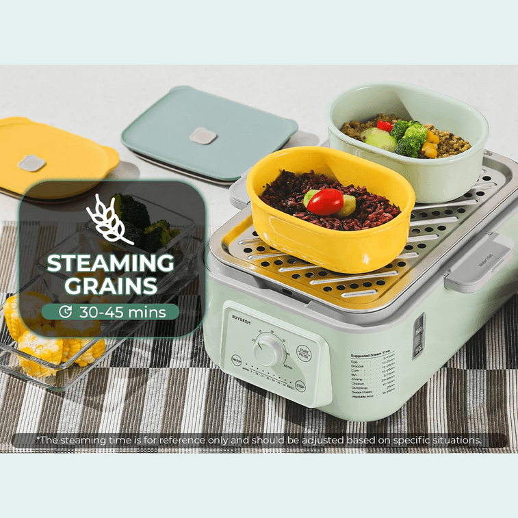 BUYDEEM北鼎 家用多功能电蒸锅 7档蒸煮时间 5L G5246 浅衫绿 【不含陶瓷蒸盘】 5