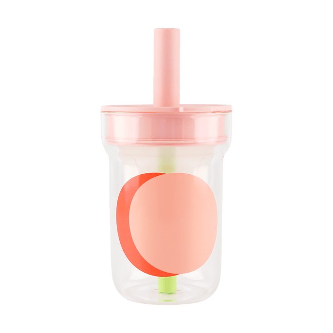 Glass Straw Cup Peach 560ml