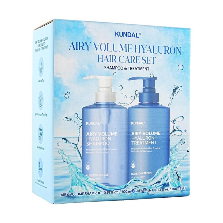 韓國KUNDAL 玻尿酸蓬鬆洗護 細軟塌適用 清爽控油 洗髮精300ml + 護髮素300ml 4