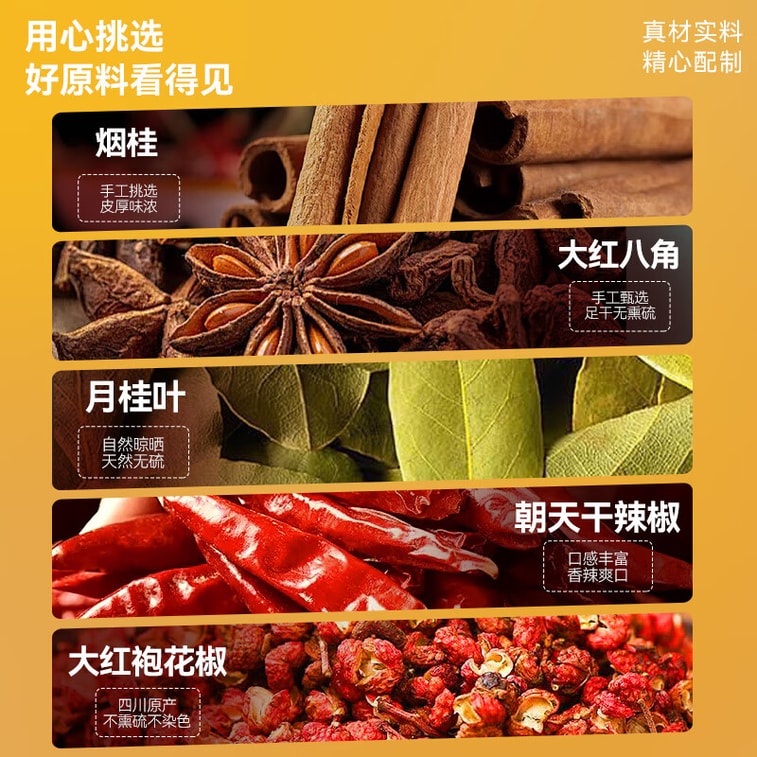 【中国直邮】 吉得利 香料组合五瓶装260g八角大红袍花椒烟桂皮朝天椒香叶炒菜炖汤卤料 4