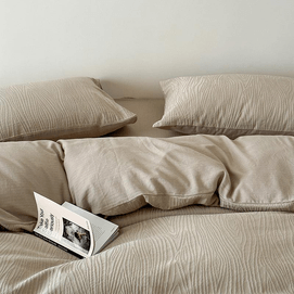 [중국에서 직접 우편] Lullabuy 코튼 자카드 트리 패턴 4피스 침구 세트(침대 시트*1+이불 커버*1+베개 커버*2) 퀸 사이즈 따뜻한 라임