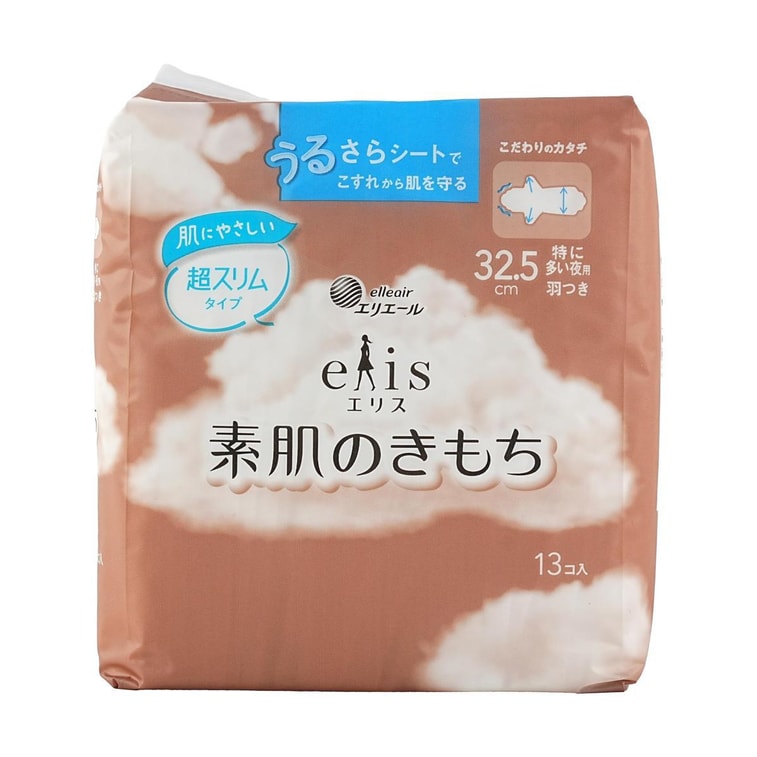 日本ELIS怡丽 素肌超薄护翼全棉卫生巾 夜用型 325mm 13枚入 3
