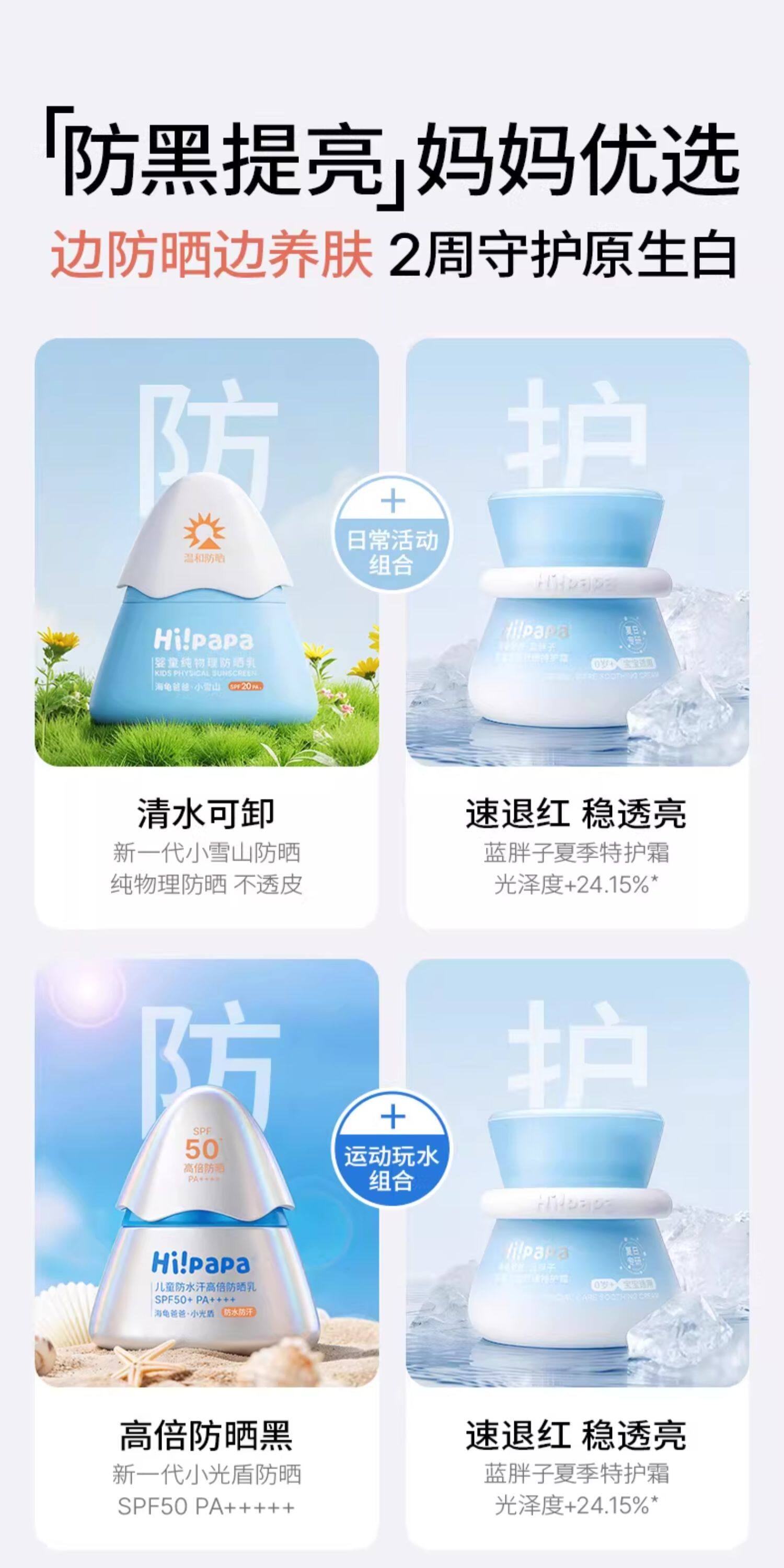 【中国直邮】 海龟爸爸 儿童面霜防晒滋润肤补水保湿蓝胖子特护霜婴儿宝宝春夏季50g/瓶