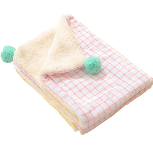 【中国直邮】 嬉皮狗 猫咪毯子宠物毛毯冬天睡垫地垫地毯粉色格子L码70*55cm*1件