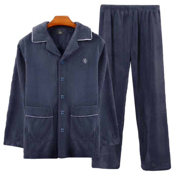 Autumn And Winter Sleepwear And Pants Set Dark Blue L/170