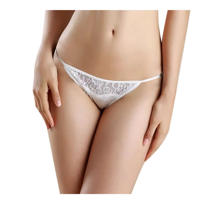 Real Silk Low-Waisted Comfortable Women's Underwear Sexy Lace Briefs NZF4D206# White M
