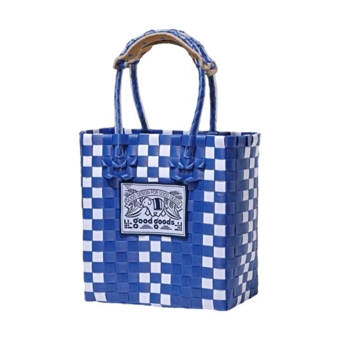 泰國 Goodgoods 小象手工編織手提菜籃-海軍藍x白條紋【ins爆款】1個