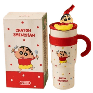 Crayon Shin-chan mug thermos large-capacity water cup with straw for women red ice cup 1200ml(1 pc)