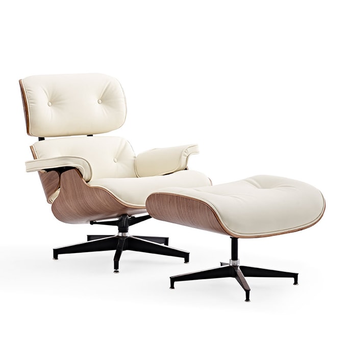 [Ready stock in the United States] LUXMOD Eames office recliner white surface + walnut bottom single seat