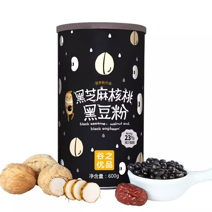 Black sesame, walnut and black bean powder; Black sesame paste, black bean and black sesame powder; Five black and five grains meal replacement powder; 600g per jar