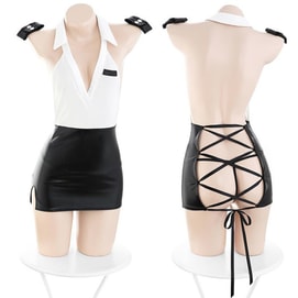 Average size white and black [secretary jumpsuit + bracelet * 2 + T pants + stockings