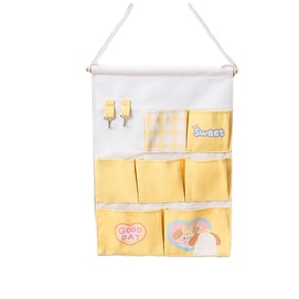 【中国直邮】 HSPM 新款宿舍专用置物兜壁挂神器大容量悬挂收纳袋 奶油布丁小狗 平面款7格(送挂钩+无痕钉)