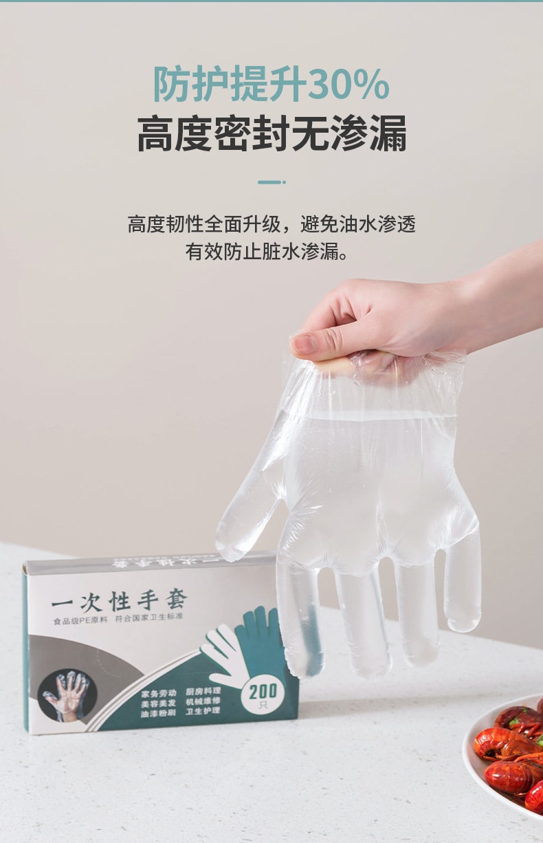  FaSoLa Life 一次性手套 200隻盒裝 食品級 獨立包裝 專用抽取PE手套