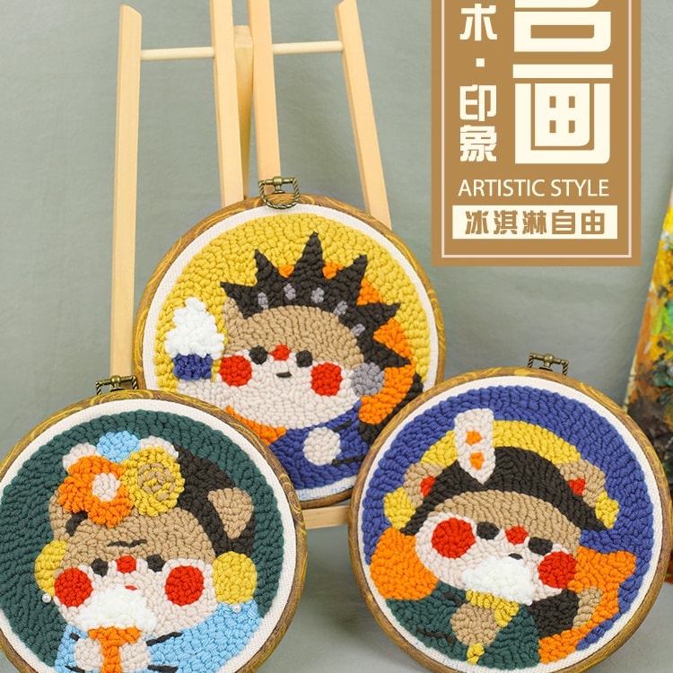 中国の本] ロシアのポケ刺繍手作り刺繍 DIY 羊毛絵画カップル刺繍ポケ ル ポケ刺繍針材料パック [パール ガール モデル] - Yami