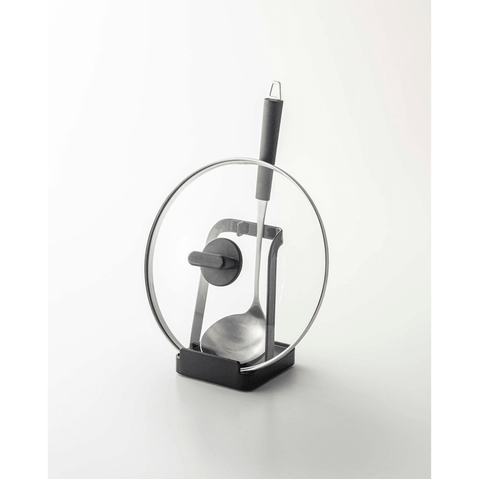 야마자키 홈 냄비 뚜껑 및 국자꽂이 (일본) - 스테인리스 스틸, 블랙 (1개)