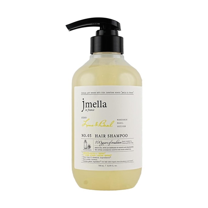 NO.03 ヘアシャンプー、ライム＆バジル、パフュームヘアシャンプー、16.9 fl.oz。