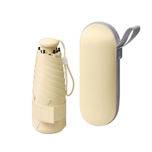 [중국 직배송] HSPM 접이식 손잡이 초경량 미니 우산, 햇빛과 비 모두 사용 가능, 자외선 차단 및 햇빛 차단, 접이식 손잡이, 옥색 - 캡슐형 케이스, 우산 1개