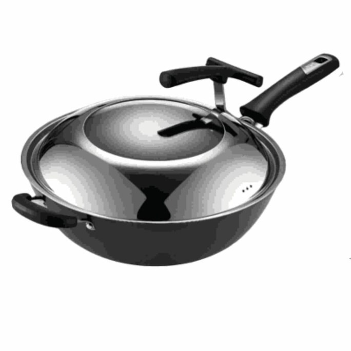 ASD 30cm Cast Iron Wok 30cm No Coating Rust Resistant