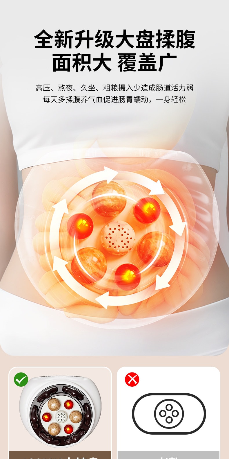 【中國直郵】 奧克斯 揉腹儀腹部按摩器揉肚促進腸胃蠕動全自動疏通輔助瘦肚燃脂 米白色 一個裝