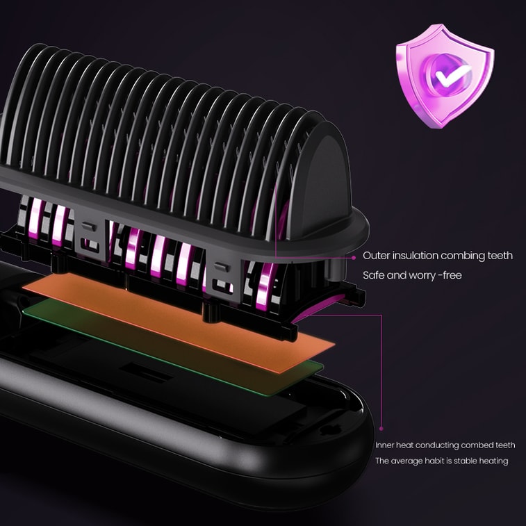 金稻 无线直发梳 负离子护发 便携两用直发梳 电梳子 直板夹 防静电 KD382S 黑色 1台 3