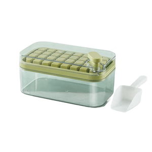 [중국에서 직접 우편] 가와시마 아이스 큐브 몰드 식품 등급 녹색 32 그리드 프레스 아이스 큐브 보관 상자 아이스 스쿱 포함 * 1 상자