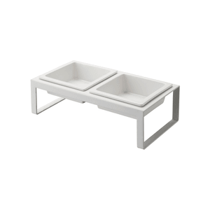 Pet Food Bowl - Tall - Steel + Ceramic White 1 piece