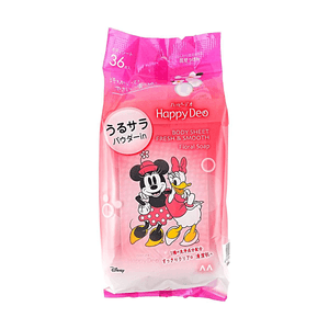 日本MANDOM曼丹 HAPPY DEO 身體清潔濕巾 #花皂香 Floral Soap 36枚 保濕順滑舒緩肌膚
