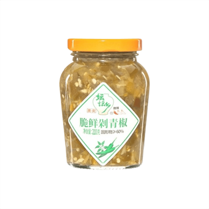 【中国直邮】 坛坛乡 脆鲜剁青椒 辣酱鱼头剁椒调味下饭菜拌面酱湖南特产210g/瓶