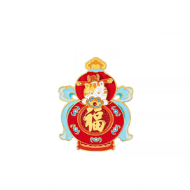 Fu Word Five Fu Open The Door To See Fu Refrigerator Paste Museum Culture And Creative Fu Add Fu 7*6.7cm*1 Piece