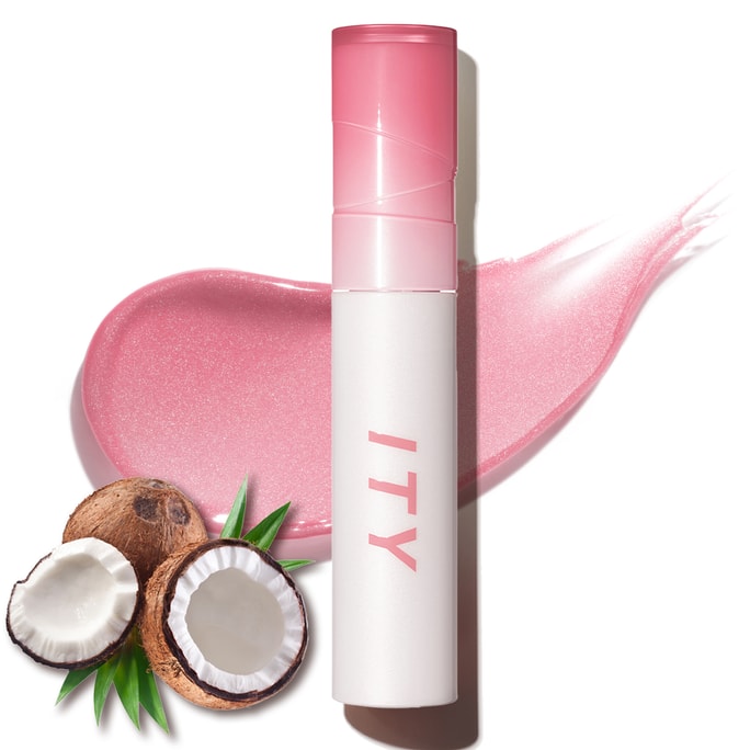 ITY Lip Gloss Plumper  Lip Stain Moisturizing Coconut Scent Lipstick Jelly Texture 0.09 oz in Pink Champagne