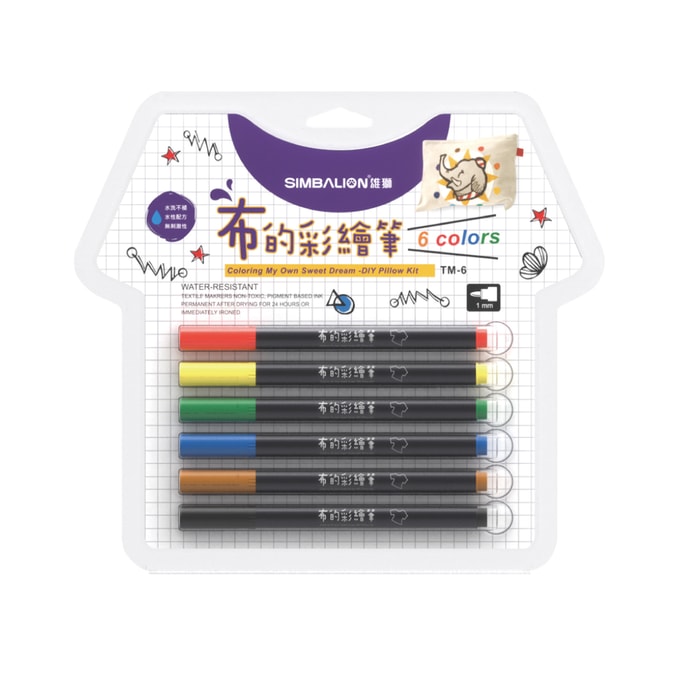 T-shirt Markers 6 Colors (1.0 mm)