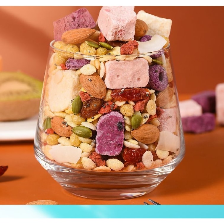 Meizhou Shike Granola croustillant aux graines de chia et aux noix, céréales grillées non frites, petit-déjeuner nutritionnel instantané rassasiant pour étudiants 400g/sac 5