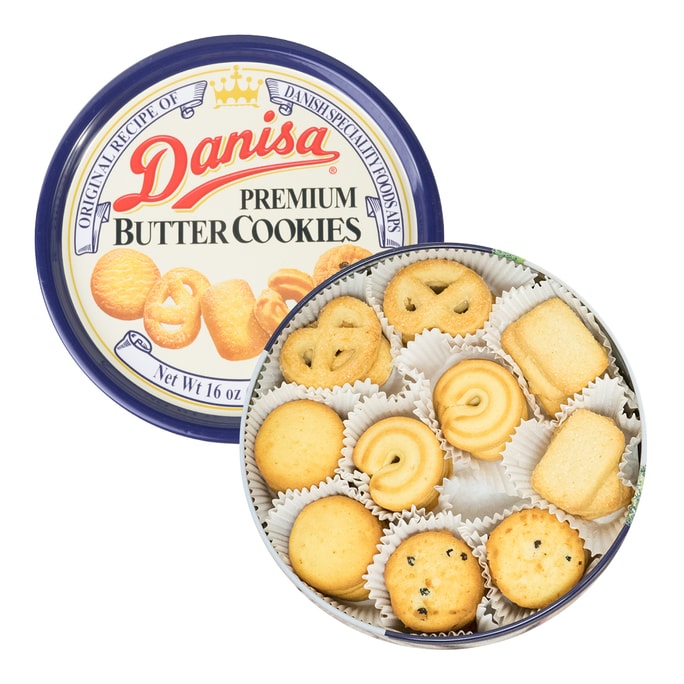 Assorted Danish Premium Butter Cookie Tin, 16oz