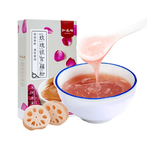 [중국 직송] 지웨이관 장미와 흰목이버섯 향 연근 가루, 식사 대용 음료, 순수 ​​연근 가루, 아침 식사, 항저우 특산품, 300g*1 상자