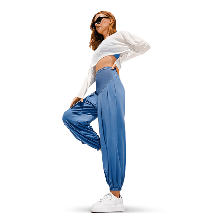 【中国直邮】 嫚熙 孕妇高腰打底裤 防晒透气 蓝色 L码 (胡杏儿同款)