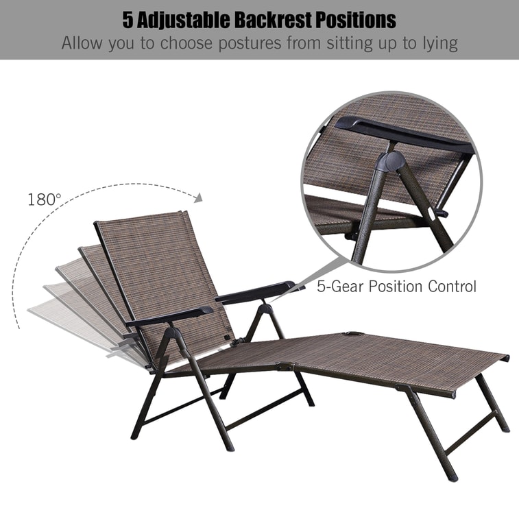 80  Adjustable Chaise Lounge Chair with 5 Reclining Positions 4