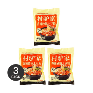 Spicy Clay Pot Potato Noodles, 15.2oz *3【3 Packs】【Northeast China Style】【60-Day Shelf Life】